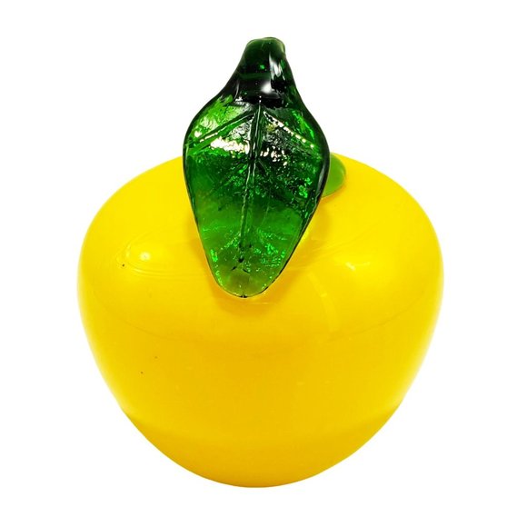 Art Glass VTG Murano Style Hand Blown Lot/2 Yellow Apples Fruit Paperweight - Picture 5 of 8